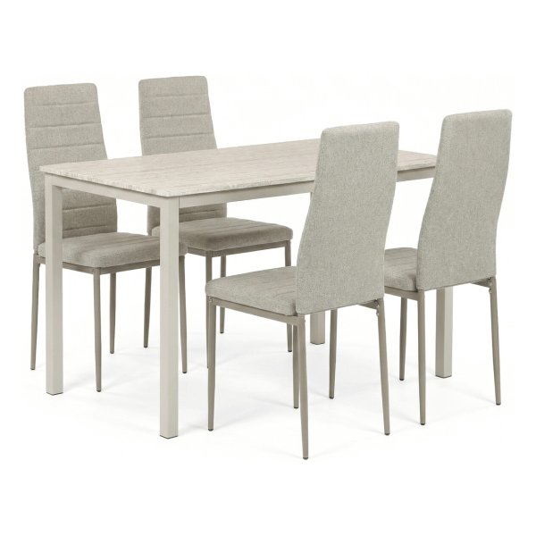 Jídelní set s 4 židlemi, 110x70x75cm, mdf, travertin ASE-1039