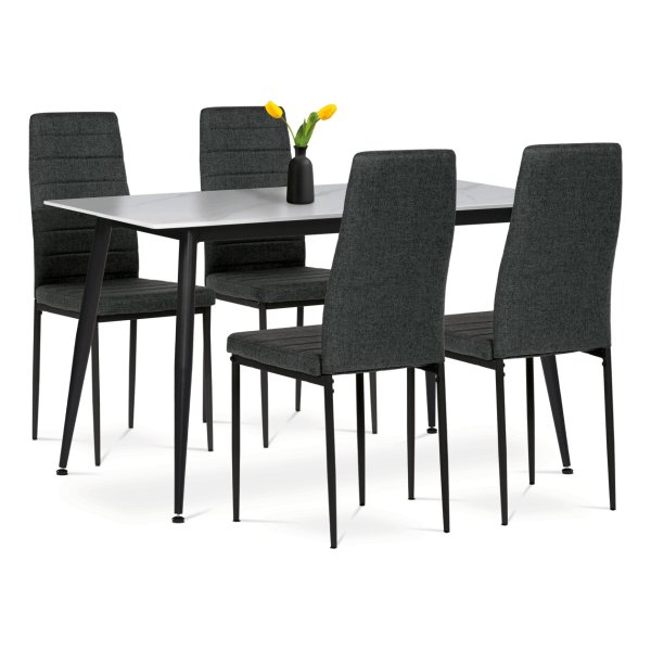 Jídelní set s 4 židlemi, 130x70x76cm, keramika, mramor ASE-1004