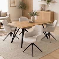 Jídelní set s 4 židlemi Polaris, 160x90x76cm, masiv dub ASE-1041