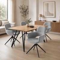 Jídelní set s 4 židlemi Polaris, 160x90x76cm, masiv dub ASE-1041