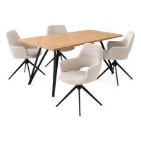 Jídelní set s 4 židlemi Polaris, 160x90x76cm, masiv dub ASE-1041