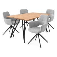 Jídelní set s 4 židlemi Polaris, 160x90x76cm, masiv dub ASE-1041