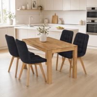 Jídelní set s 4 židlemi Deneb, 140x80x75cm, masiv, dub ASE-1040
