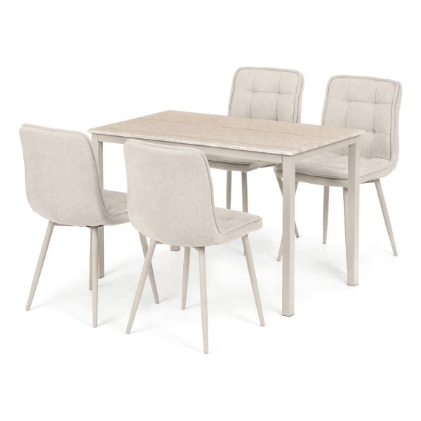 Jídelní set s 4 židlemi Regulus, 110x70x75cm, mdf, travertin ASE-1042