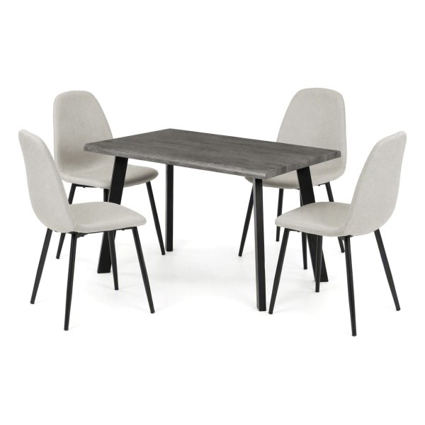 Jídelní set s 4 židlemi Canopus, 140x80x76cm, mdf, šedý dub ASE-1048