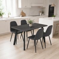 Jídelní set s 4 židlemi Canopus, 140x80x76cm, mdf, šedý dub ASE-1048