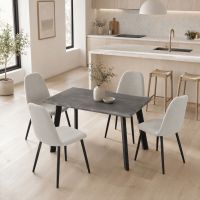 Jídelní set s 4 židlemi Canopus, 140x80x76cm, mdf, šedý dub ASE-1048