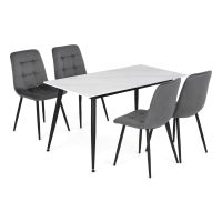 Jídelní set s 4 židlemi Capella, 130x70x76cm, keramika, dekor mramor ASE-1049