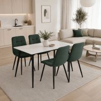 Jídelní set s 4 židlemi Capella, 130x70x76cm, keramika, dekor mramor ASE-1049
