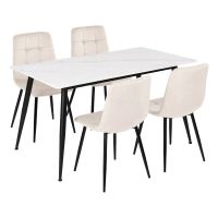 Jídelní set s 4 židlemi Capella, 130x70x76cm, keramika, dekor mramor ASE-1049