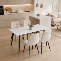 Jídelní set s 4 židlemi Capella, 130x70x76cm, keramika, dekor mramor ASE-1049