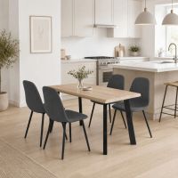 Jídelní set s 4 židlemi Canum, 140x80x76cm, mdf, divoký dub ASE-1046