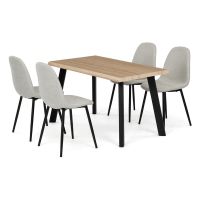Jídelní set s 4 židlemi Canum, 140x80x76cm, mdf, divoký dub ASE-1046