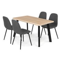 Jídelní set s 4 židlemi Canum, 140x80x76cm, mdf, divoký dub ASE-1046