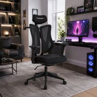 Kancelářská židle E-racer, synchronní mechanismus, černá síťovina KA-H3246