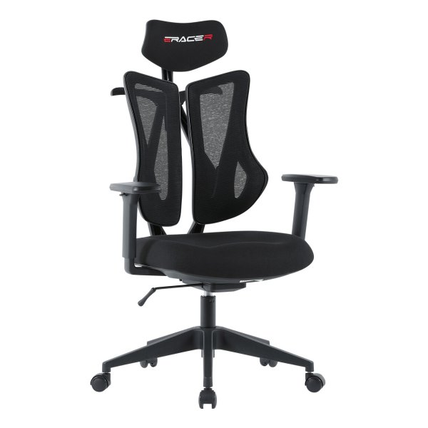 Kancelářská židle E-racer, synchronní mechanismus, černá síťovina KA-H3246