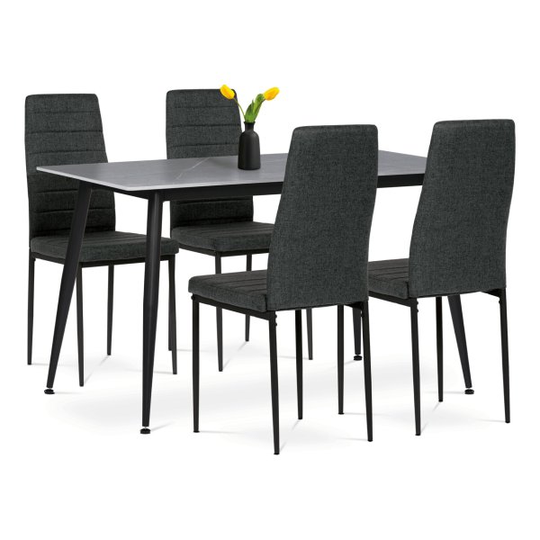 Jídelní set s 4 židlemi, 130x70x76cm mramor ASE-1003